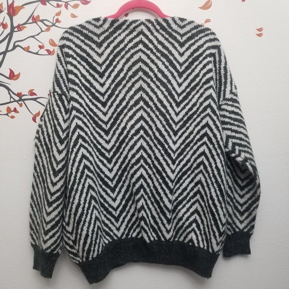 ANNE PINKERTON STUDIO Cozy Vintage Oversized Sweater XL Chevron - Picture 7 of 8